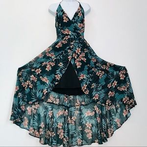 Floral dress XL summer lace up back side zipper